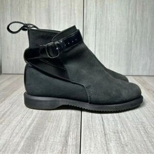 Dr. Martens Docs Teresa Black Suede Leather Slip On Buckle Boots Women’s Size 6